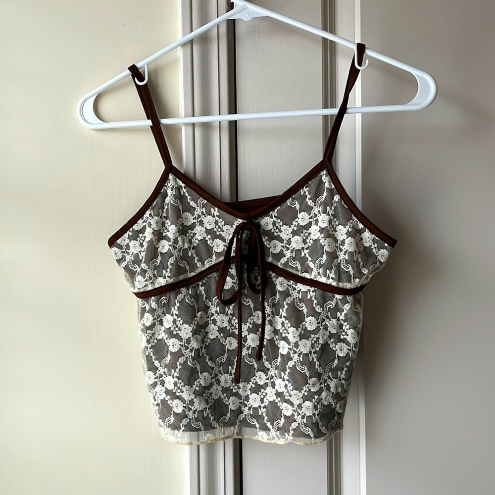 Y2k Mesh Lace Overlay Top